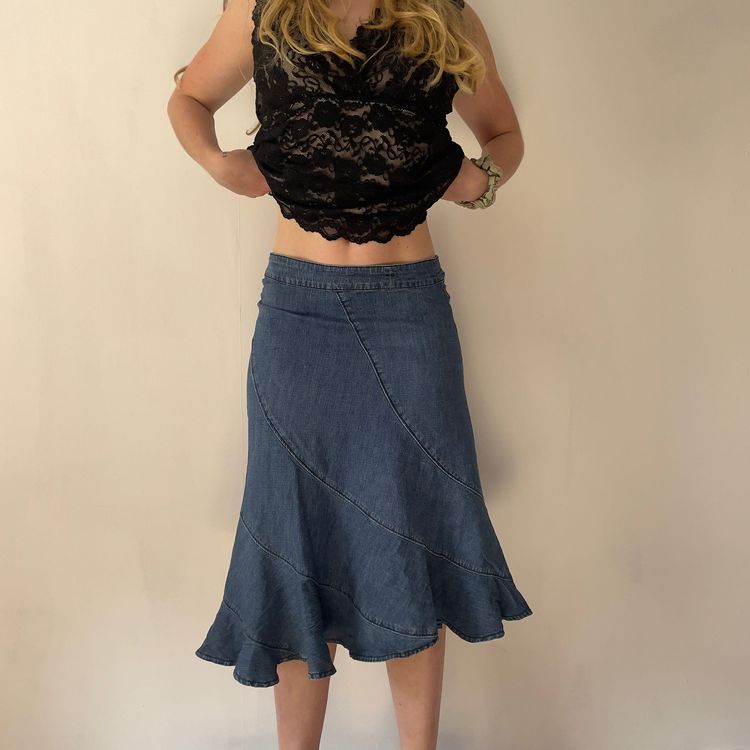 Denim Skirt With Ruffle Hem image 1