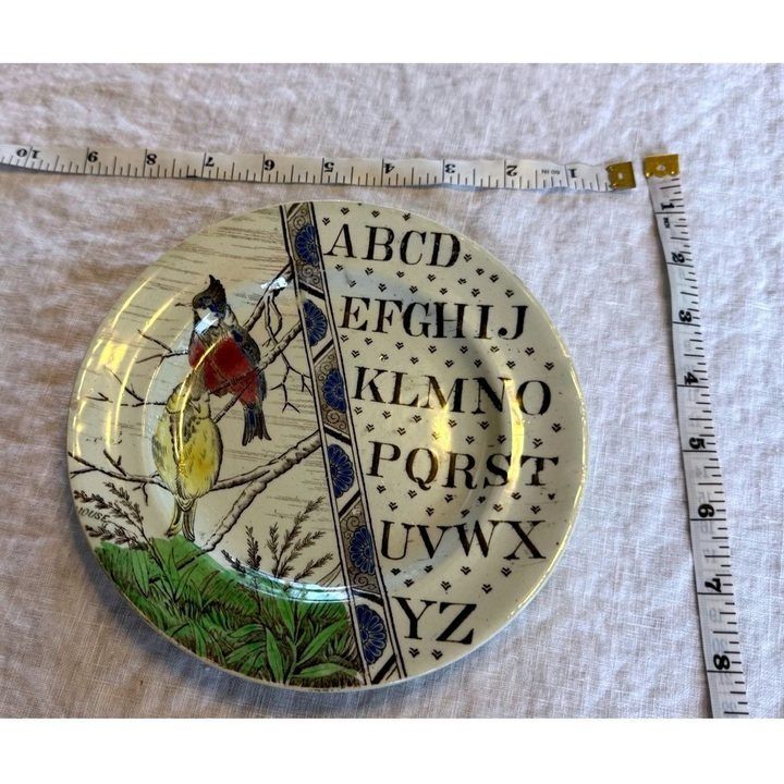 Decorative Plate With Bird And Alphabet Design image 1