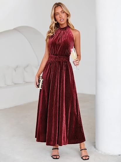 Red Velvet Sleeveless Maxi Dress image 1