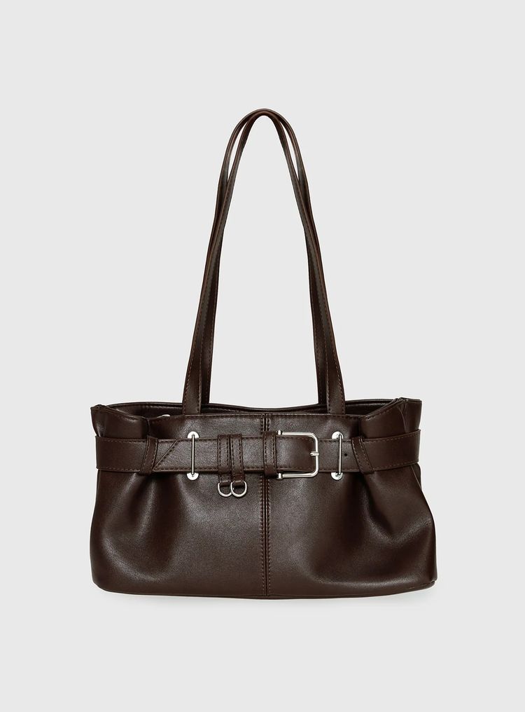 Brown Leather Shoulder Bag obraz 2