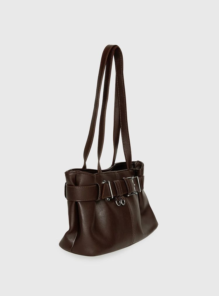 Brown Leather Shoulder Bag obraz 4