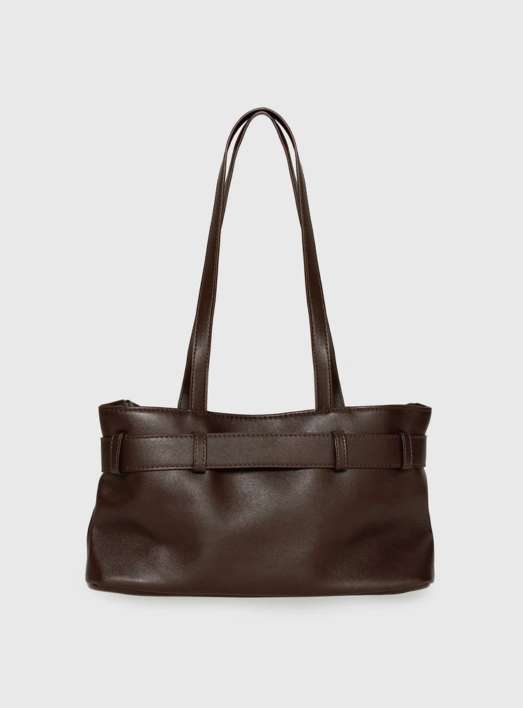 Brown Leather Shoulder Bag obraz 3