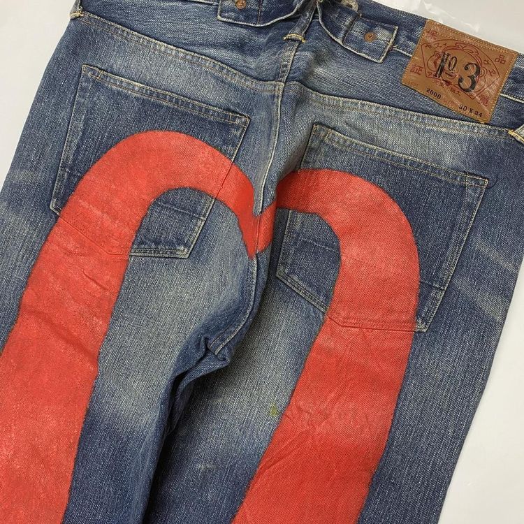 Authentic Evisu Red Daicock Baggy Japanese Selvedge Denim Jeans 2