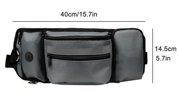 Pouch for Training-Built in Poop Bag Dispenser with Hidden Water Bottle Holder (Bottle not Included), Waist Belt Fanny Pack for Puppy Class, Travel, Running, Walking and Camping, Grey 5