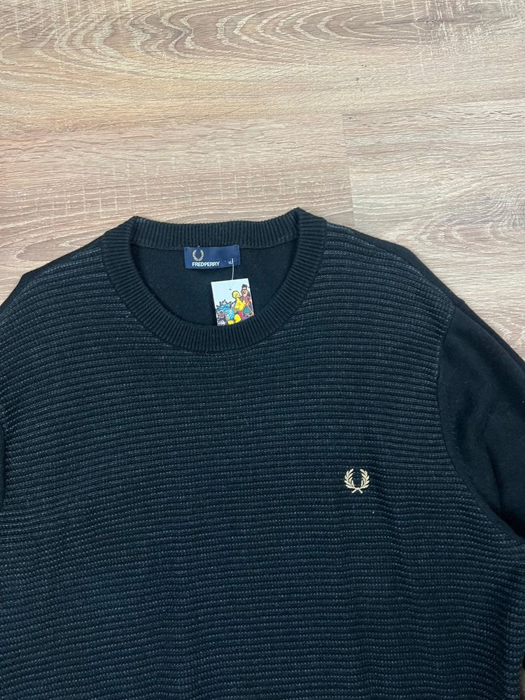Black Fred Perry Waffle Stitch Knit Jumper (XL) image 3