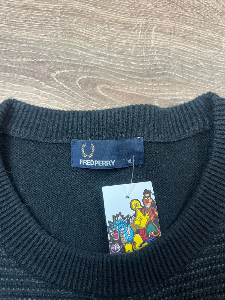 Black Fred Perry Waffle Stitch Knit Jumper (XL) image 2