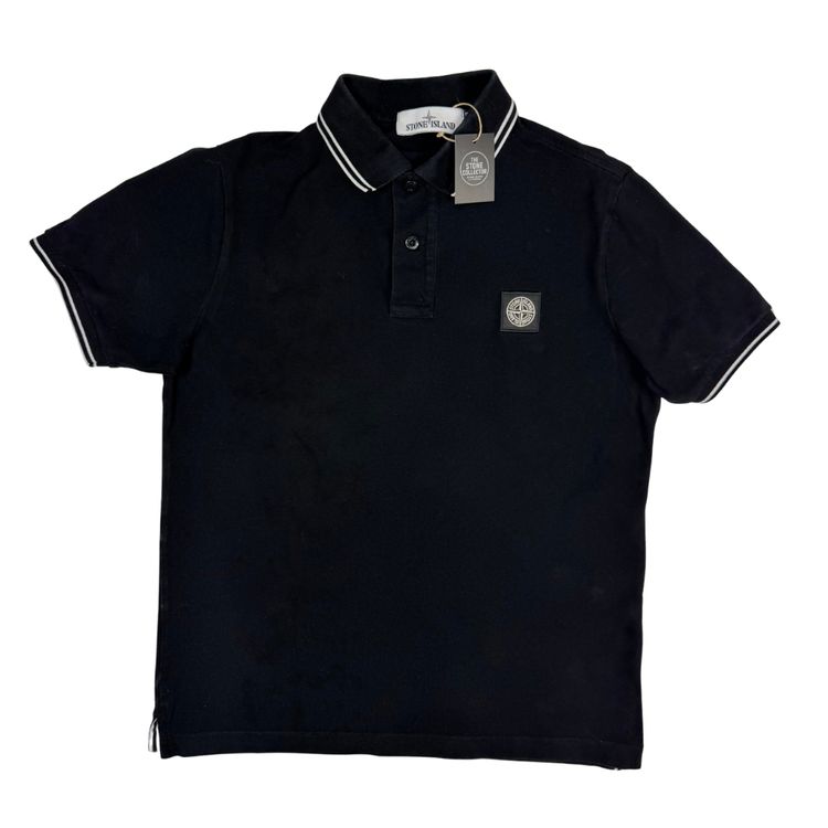 Polo Stone Island Negro  manga corta - talla M image 1