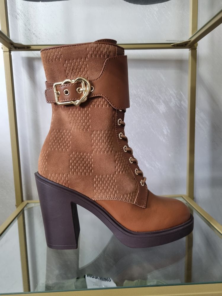 Love Moschino Brown High-Heeled Ankle Boots