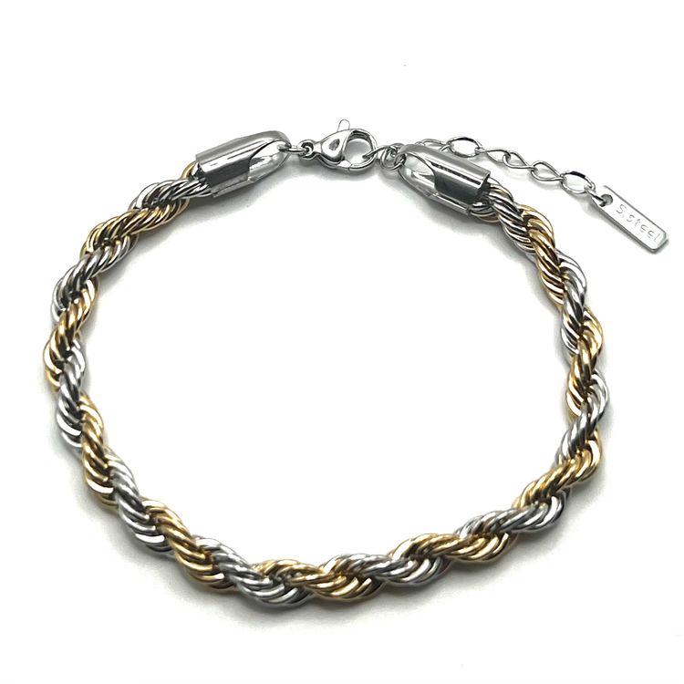 Bracciale Rope Bold Bicolor – Catena Intrecciata Oro e Argento in Acciaio Inox | Eldra Milano