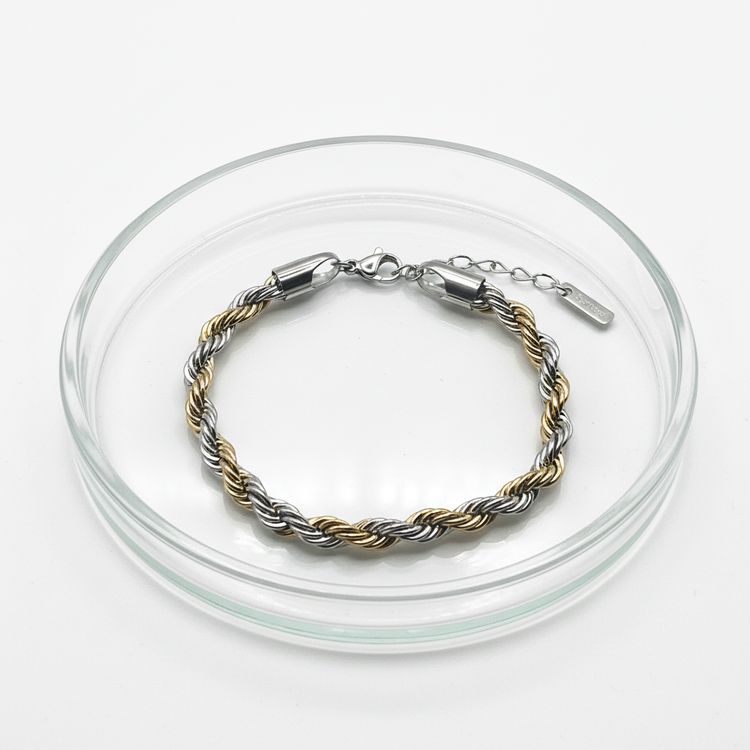 Bracciale Rope Bold Bicolor – Catena Intrecciata Oro e Argento in Acciaio Inox | Eldra Milano 4