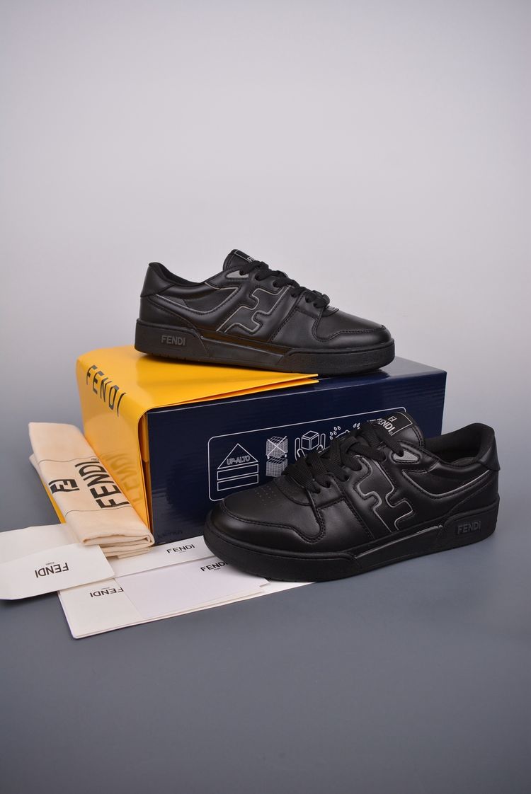 Fendi Black Leather Sneakers image 3