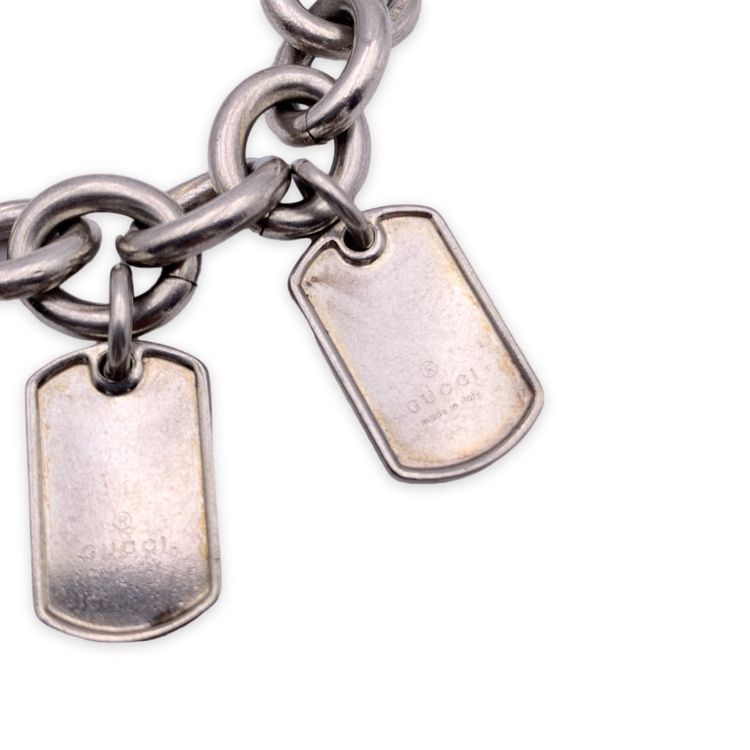 Gucci Silver Bracelet Dog Tag obraz 7
