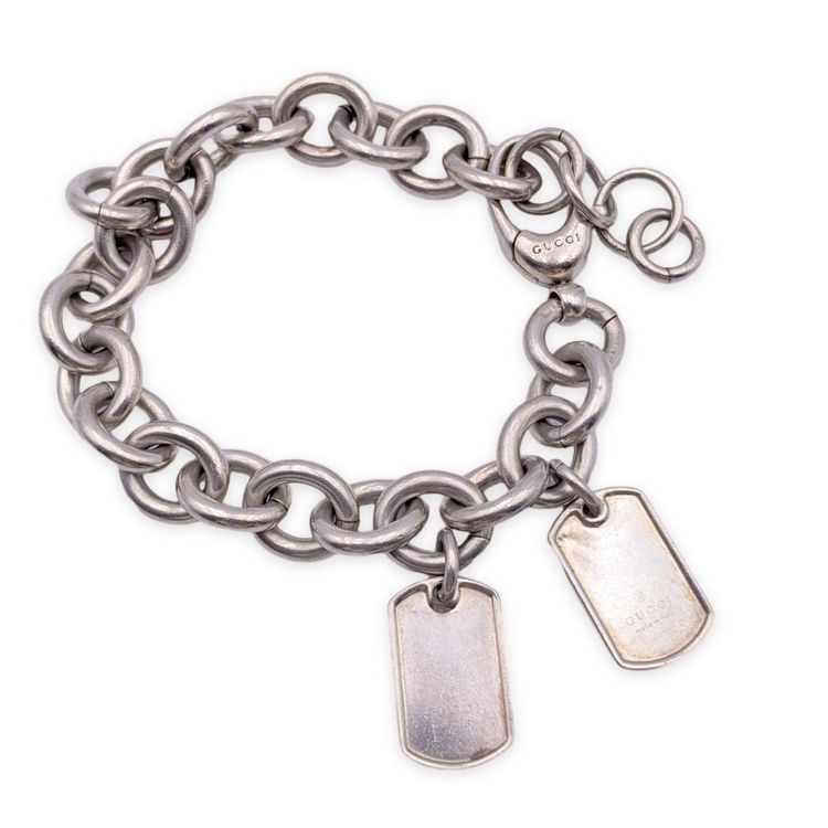 Gucci Silver Bracelet Dog Tag obraz 1