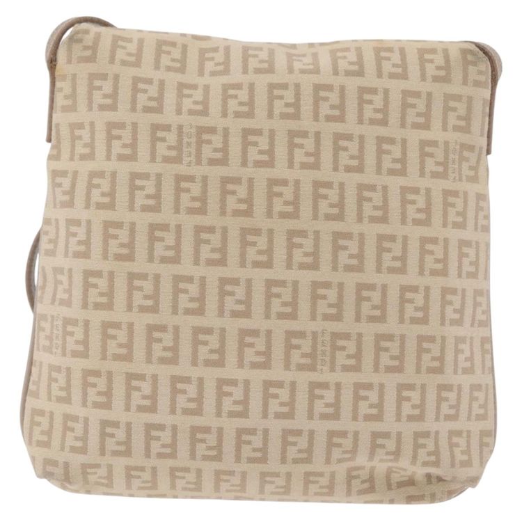 FENDI Zucchino Canvas Shoulder Bag Beige Silver 8BT075 Auth 211031 - Jerrillo image 4