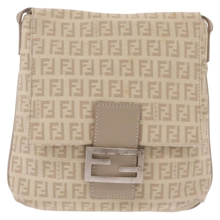 FENDI Zucchino Canvas Shoulder Bag Beige Silver 8BT075 Auth 211031 - Jerrillo image 2