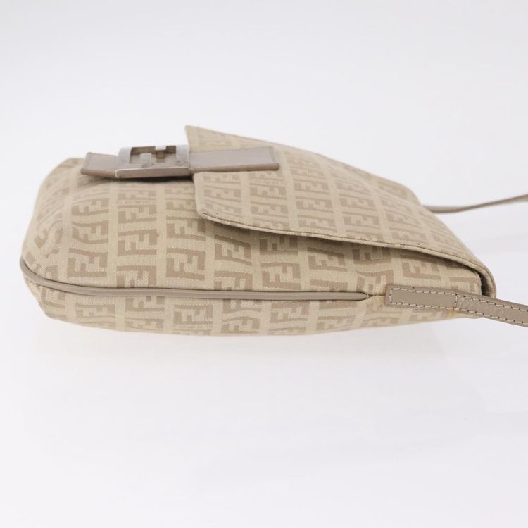 FENDI Zucchino Canvas Shoulder Bag Beige Silver 8BT075 Auth 211031 - Jerrillo image 5