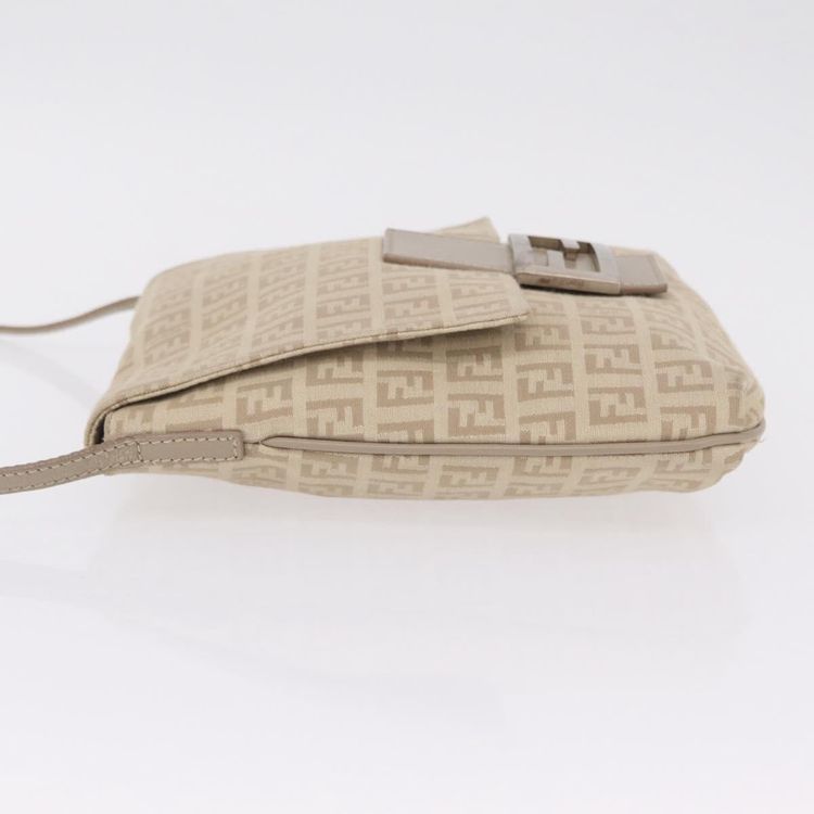 FENDI Zucchino Canvas Shoulder Bag Beige Silver 8BT075 Auth 211031 - Jerrillo image 6