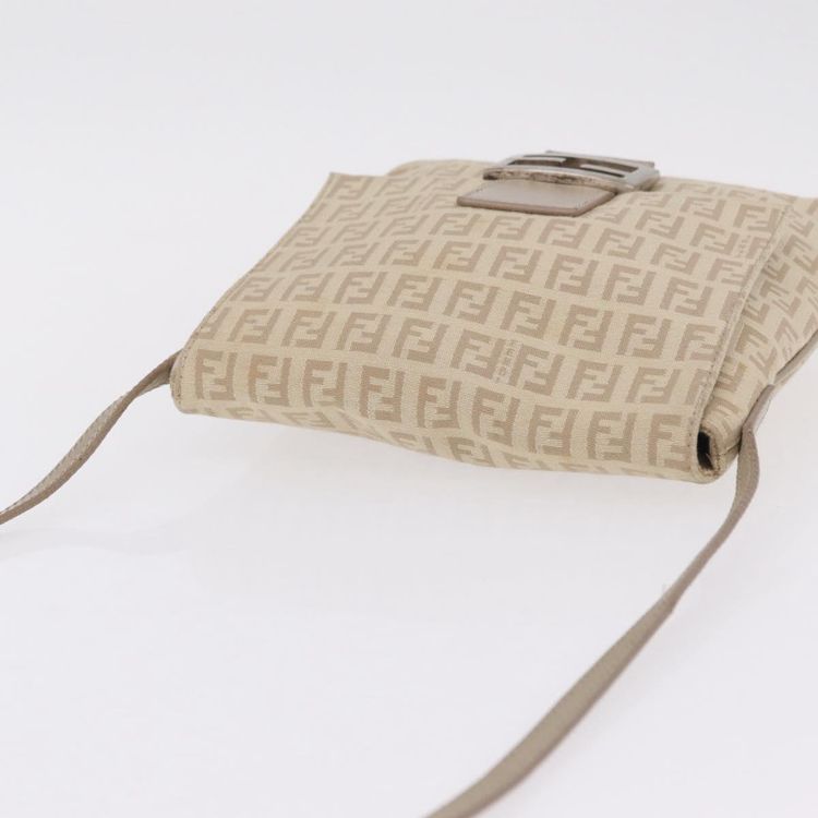 FENDI Zucchino Canvas Shoulder Bag Beige Silver 8BT075 Auth 211031 - Jerrillo image 7