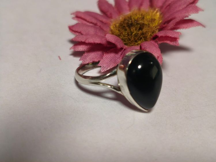 Anillo plata de LEY 925 - ONIX - TALLA EUROPEA 16,5