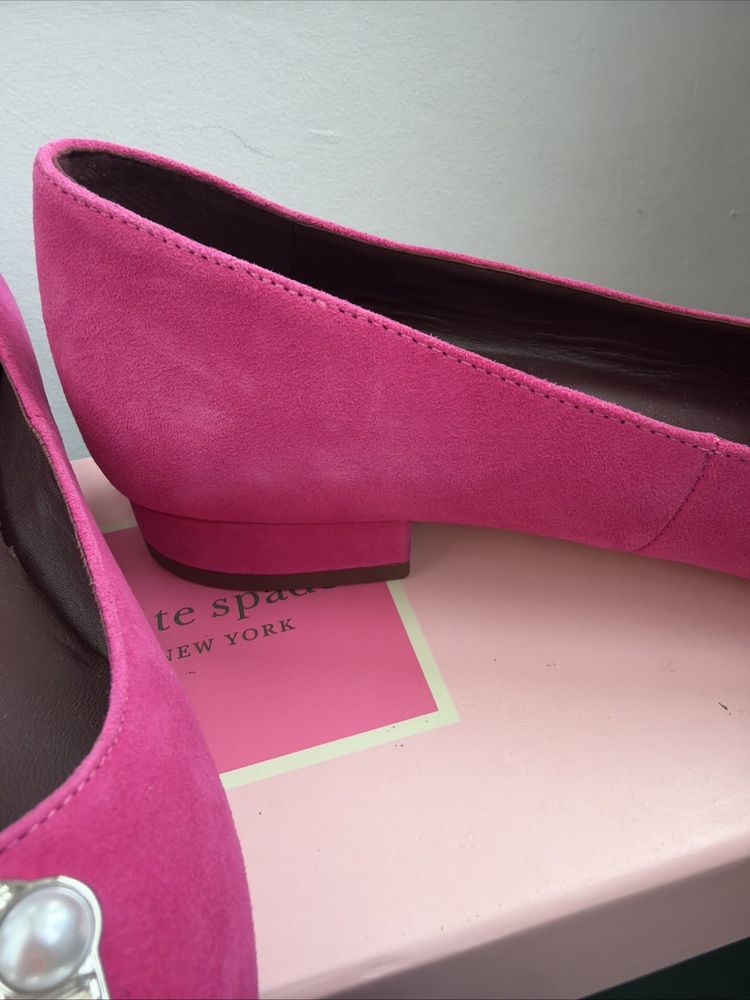 Kate Spade Buckle Up Festive Pink Suede Pointed Toe Flats UK 5 New US 7.5 BNIB image 3