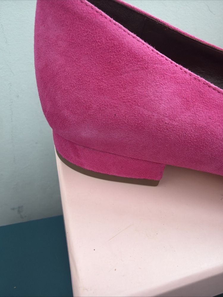 Kate Spade Buckle Up Festive Pink Suede Pointed Toe Flats UK 5 New US 7.5 BNIB image 4