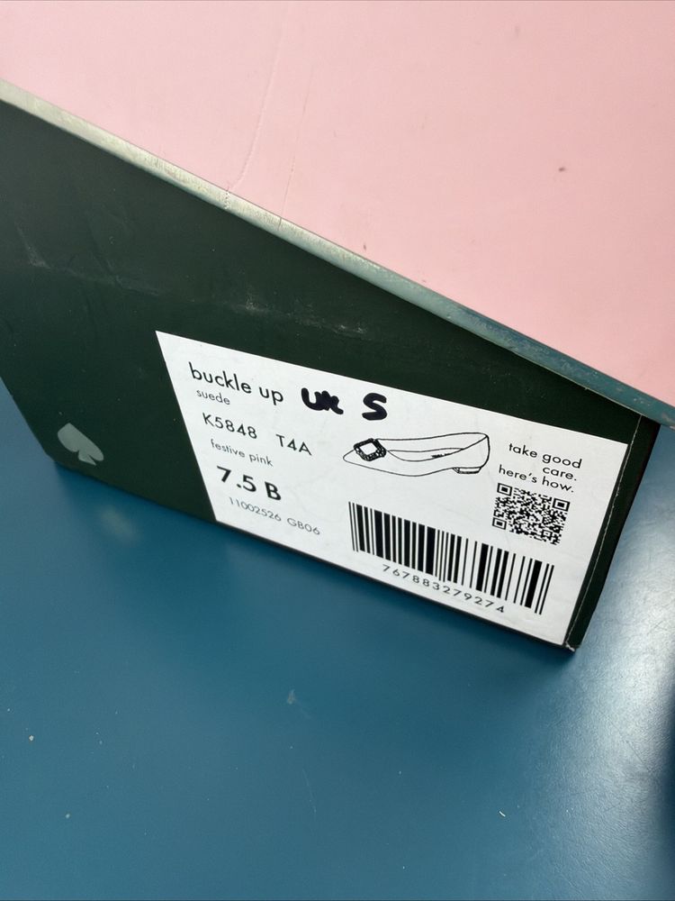 Kate Spade Buckle Up Festive Pink Suede Pointed Toe Flats UK 5 New US 7.5 BNIB image 6