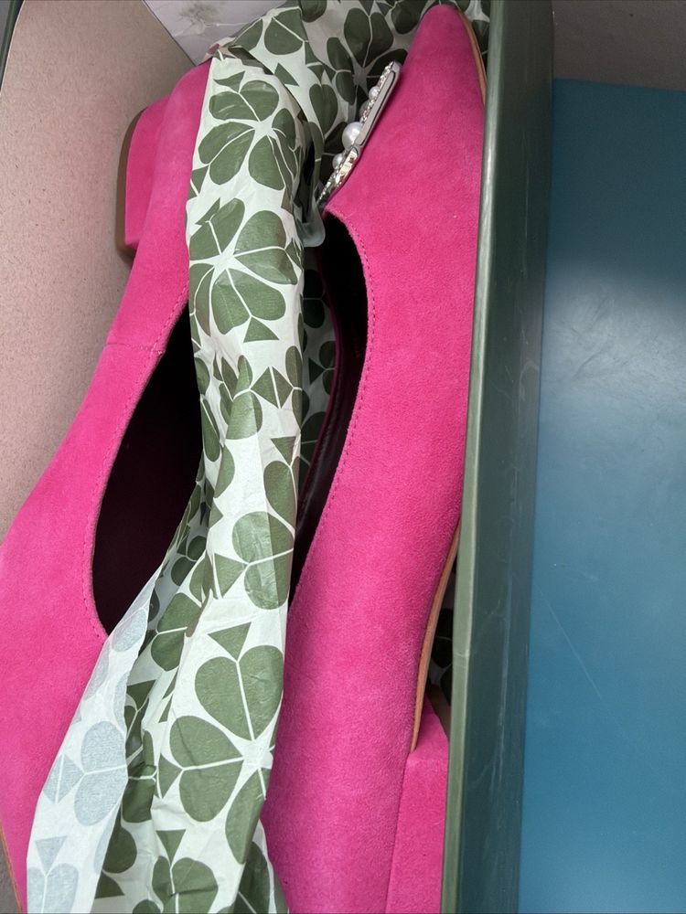 Kate Spade Buckle Up Festive Pink Suede Pointed Toe Flats UK 5 New US 7.5 BNIB image 7