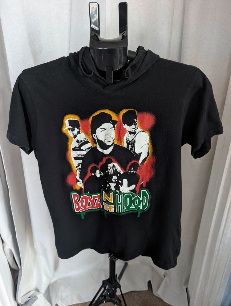 Boyz N The Hood Short Sleeve Hoodie Black Small S Ice Cube 90s Movie Graphic Top image 2