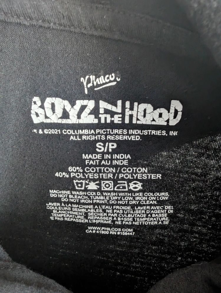 Boyz N The Hood Short Sleeve Hoodie Black Small S Ice Cube 90s Movie Graphic Top image 4