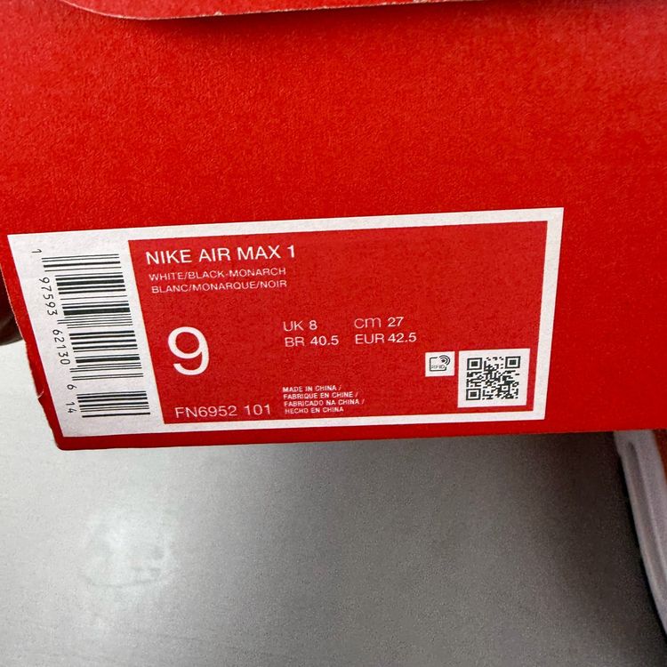 Nike Air Max 1 Size UK 8 Monarch Orange White Black Men's Trainers FN6952-101 image 5