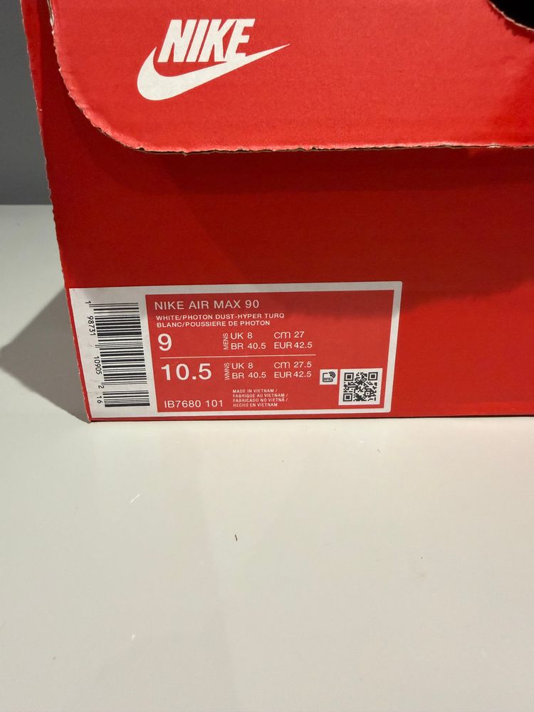 Immagine di Nike Air Max 90 White Hyper Turquoise UK 8  6