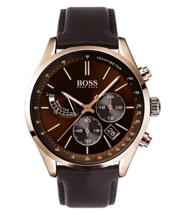 Hugo Boss HB1513605 Rose Gold Brown Leather Wristwatch for Men