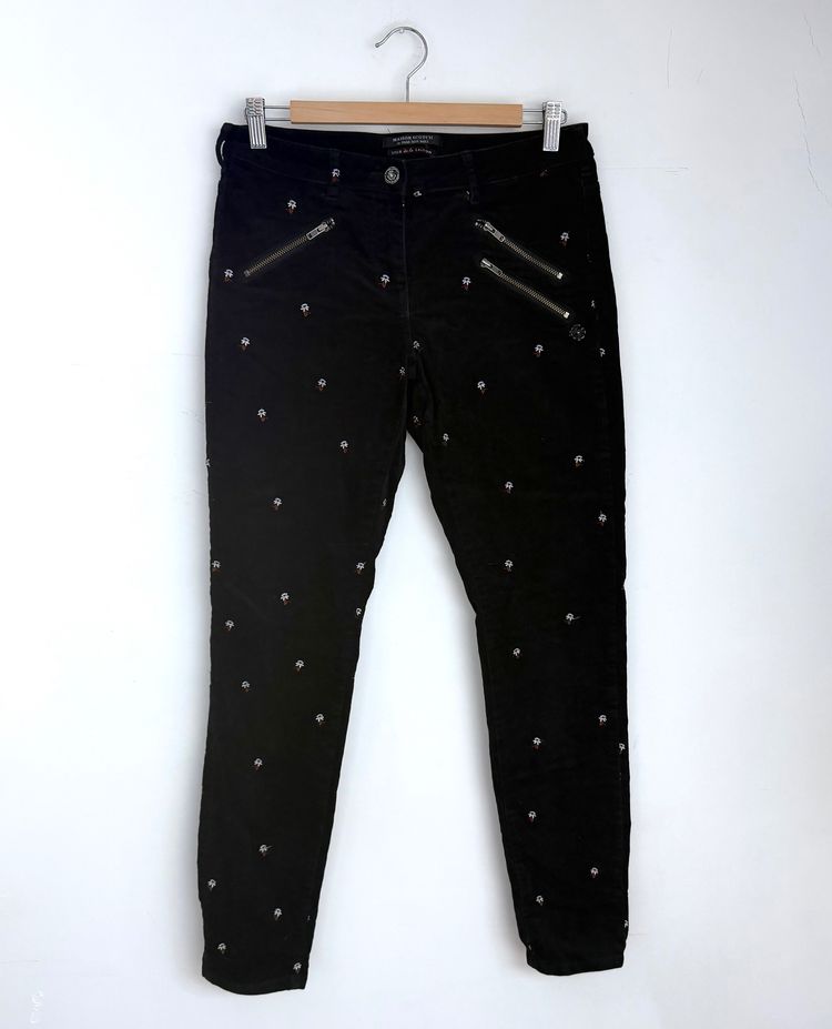 Maison Scotch Black Pants With Zipper Pockets And Skull Pattern product image