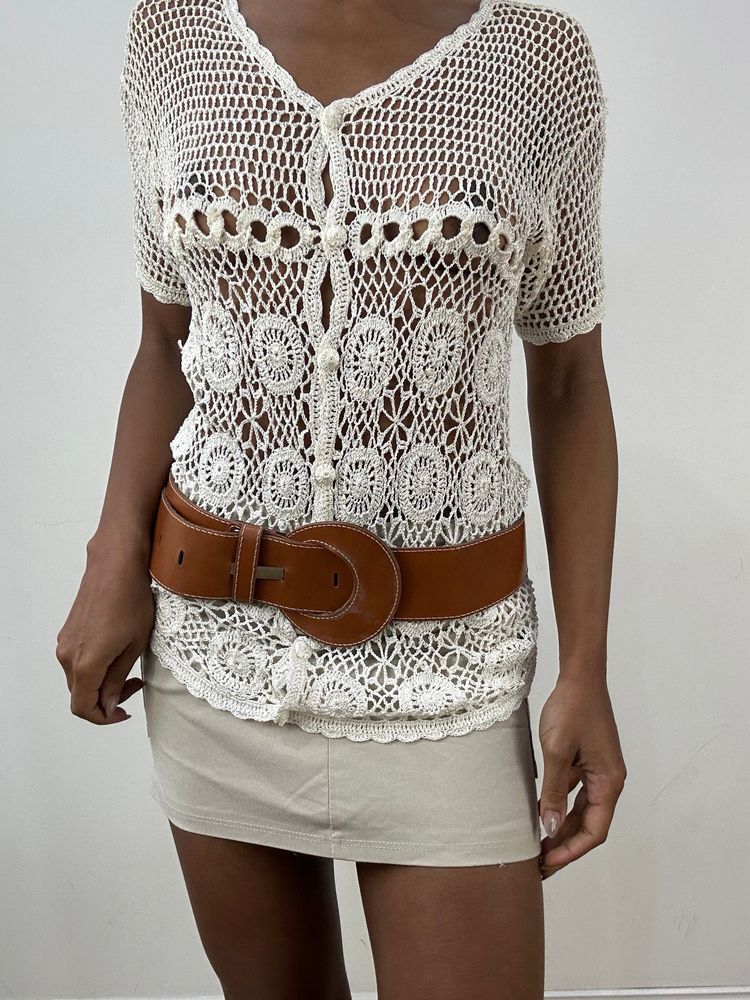 vintage edit: indie sleaze | brown leather belt with buckle detail image 2