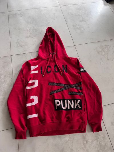 Red Hoodie Dsquared2 Icon And Punk Text