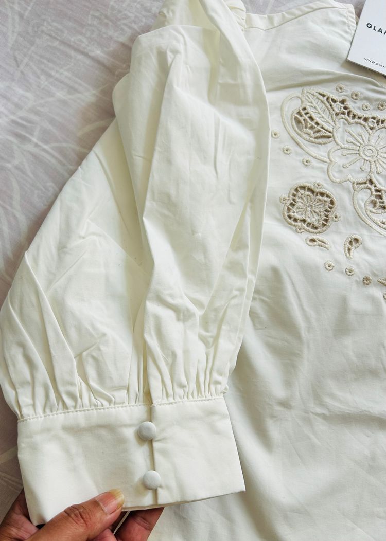 Glamorous Embroidered White Blouse 7