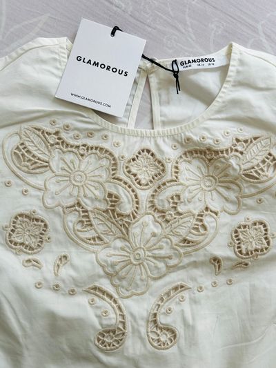 Glamorous Embroidered White Blouse