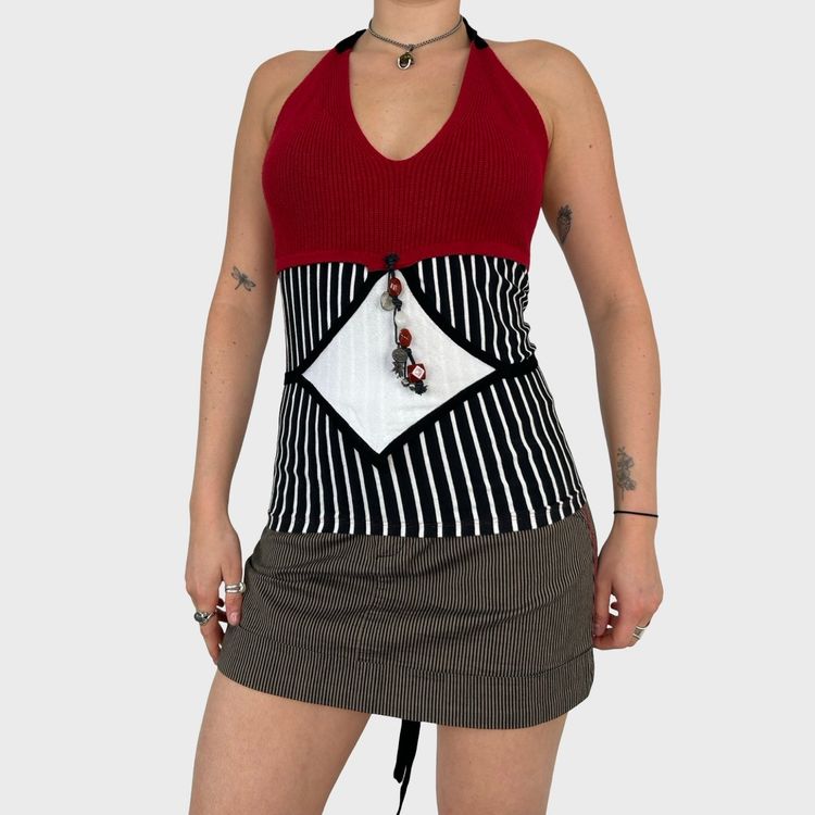 Save The Queen Multi Stripe Halter Neck Top - M