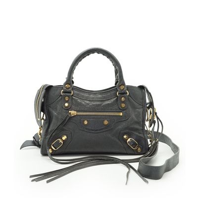 Borsa Balenciaga Classic City Mini in pelle grigio scuro con tracolla