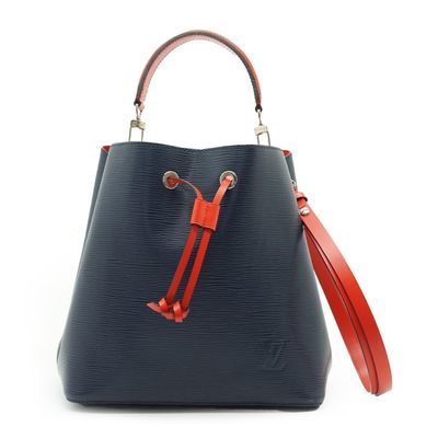 Borsa a secchiello Louis Vuitton NeoNoe MM in pelle Epi blu indaco e rossa