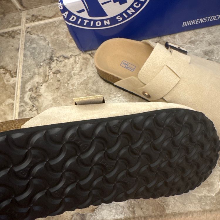 Birkenstock Beige Suede Slip-On Clogs image 3