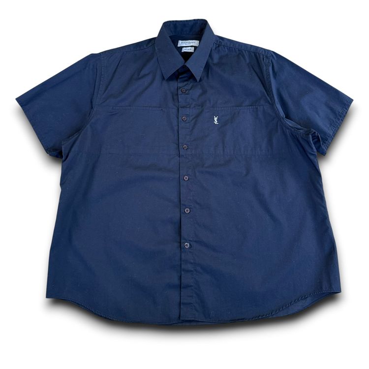 Yves saint laurent 2000's button up cotton embroidered YSL worker shirt (L)