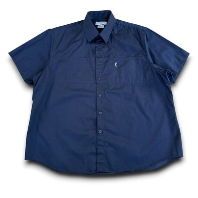 Yves saint laurent 2000's button up cotton embroidered YSL worker shirt (L)