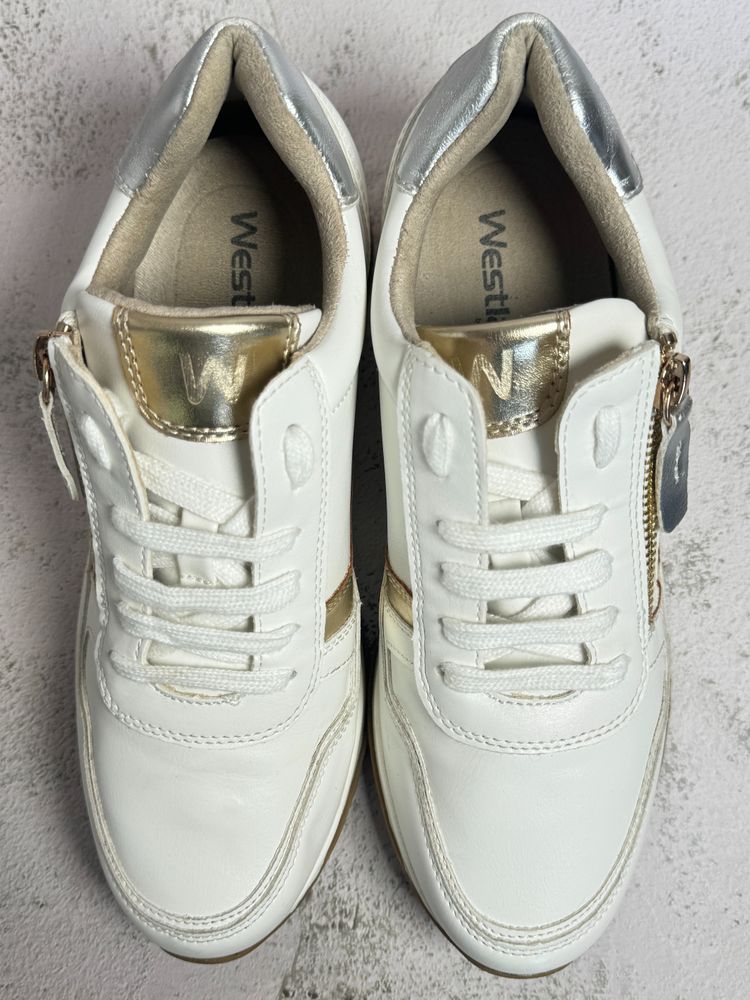 Westland White And Gold Sneakers 6