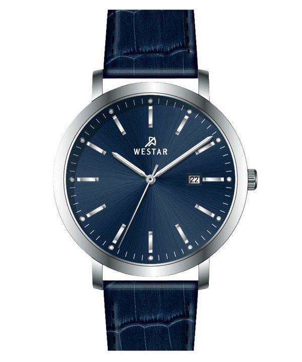 Westar Profile Leather Strap Blue Dial Quartz 50216STN144 Men's Watch image 1