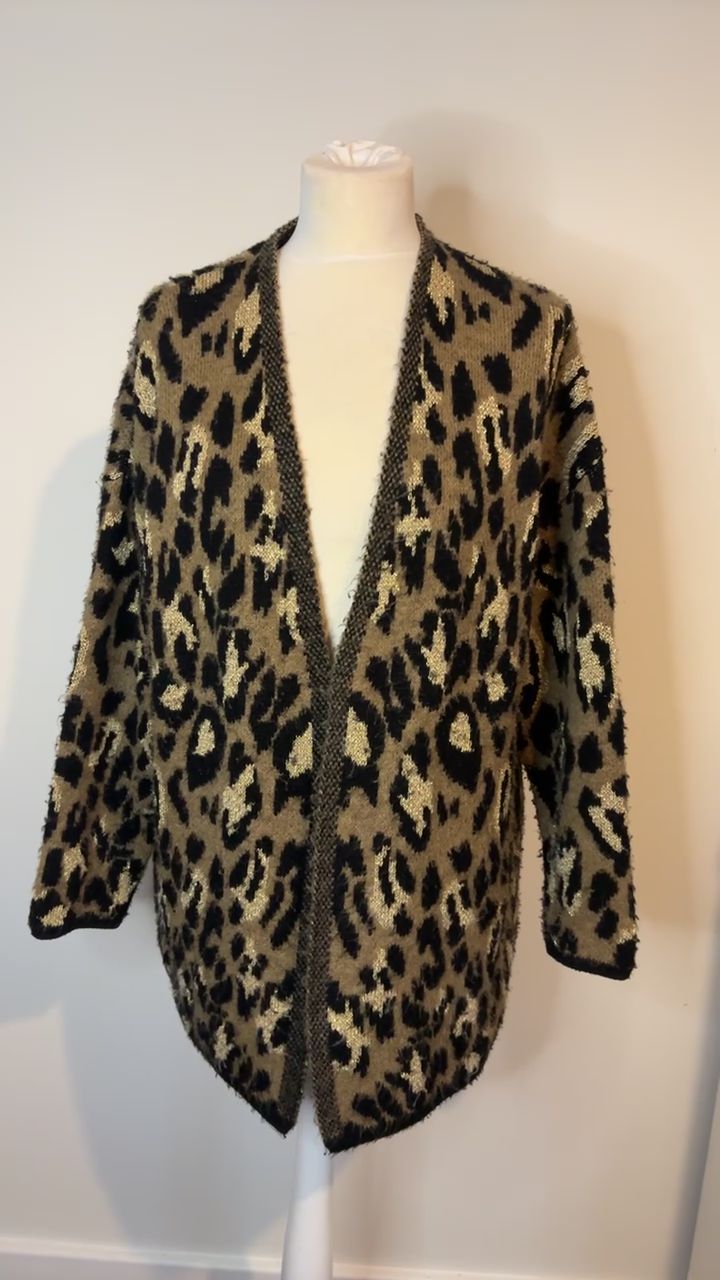 George Leopard Print Open Front Long Line Cardigan size 16  image 1