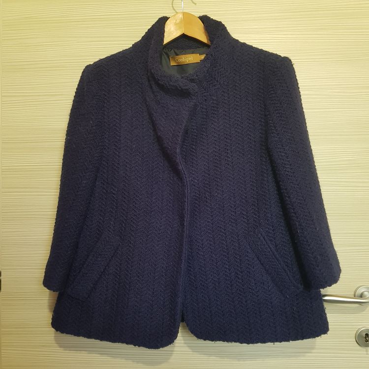 Cappotto corto donna misto lana  Conbipel Women'S Navy Textured Jacket imagen 1