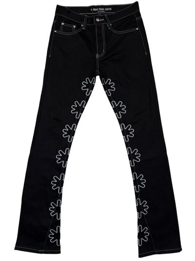 Lost Shdws Flower Embroidered Jeans 1
