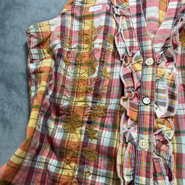 Jeans West sleeveless plaid shirt 2