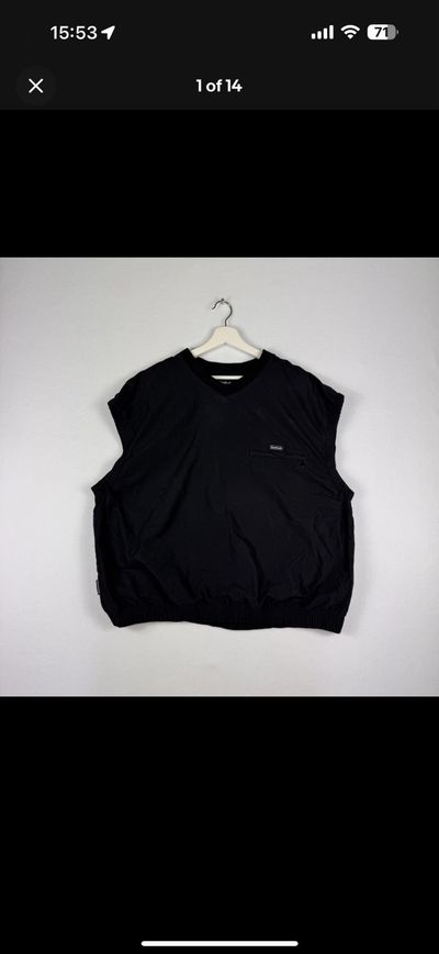 Reebok Golf Black Windbreaker Vest V Neck Vintage 90s XL Sleeveless Pullover